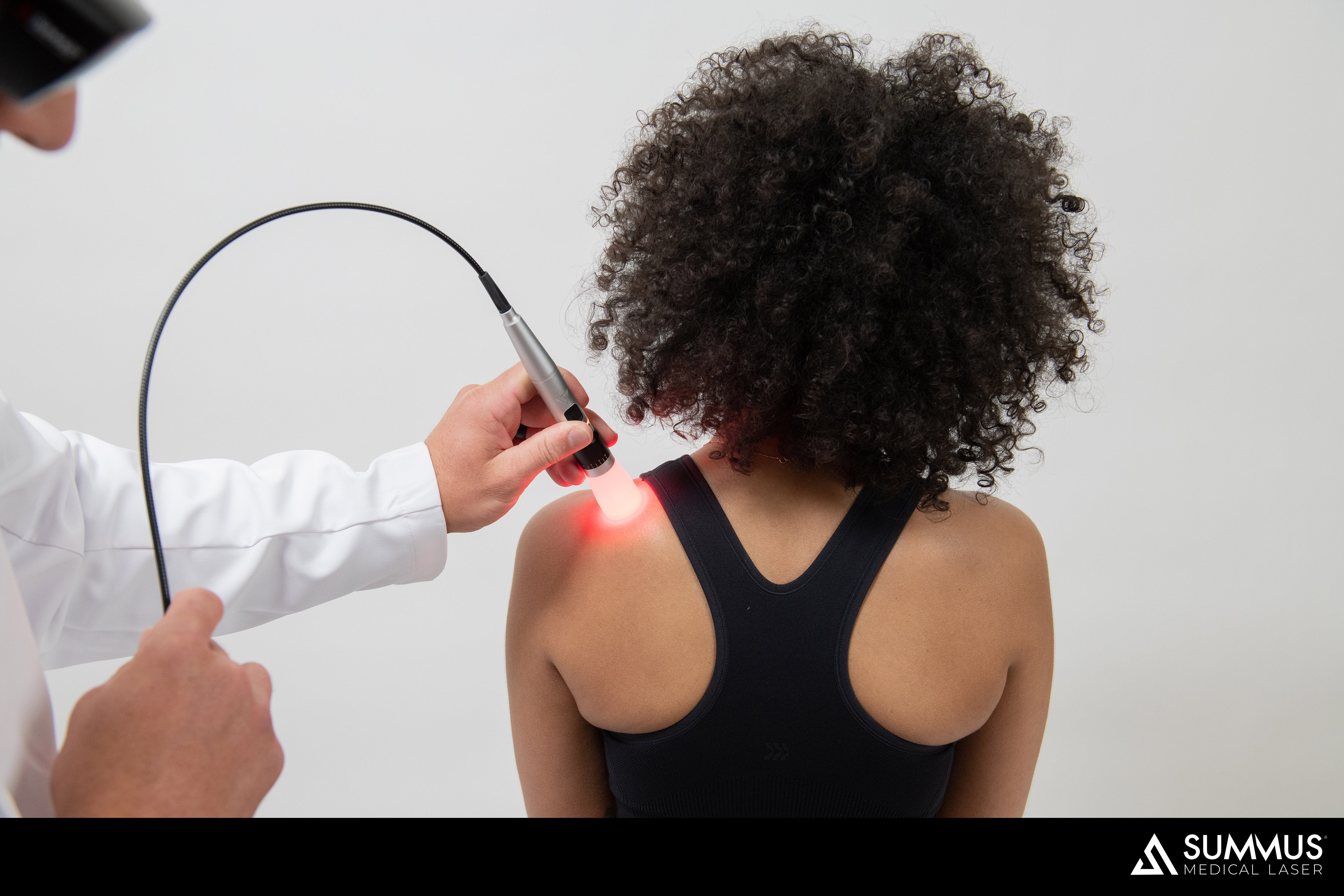 Medical laser therapy on shoulder